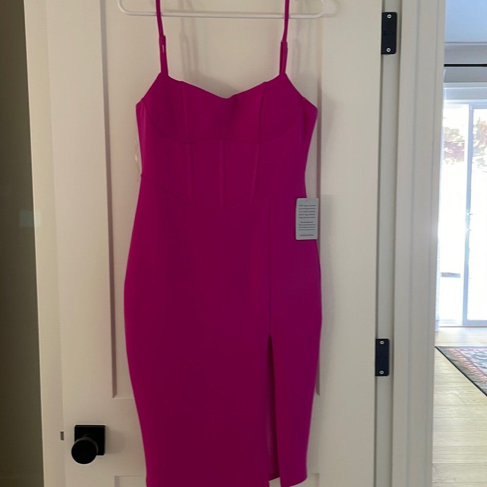 Fuchsia pink bodycon dress w/ adjustable straps